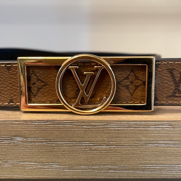Louis Vuitton Monogram 25mm Dauphine Reversible Belt size 80 Black/Brown - Picture 2 of 8